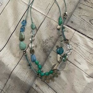 Tricker Multi colored stones 2 Tier longer necklace Awesome condition